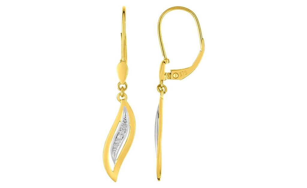 Boucles d'oreilles Dormeuses Or Rhodié Diamant 0.01ct GH P2