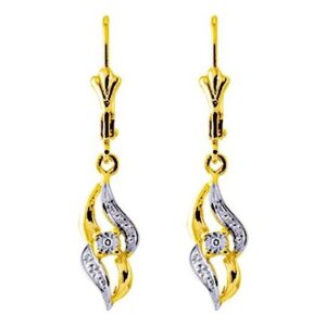 Boucles d'oreilles Dormeuses Or Rhodié Diamant 0.02ct GH P2