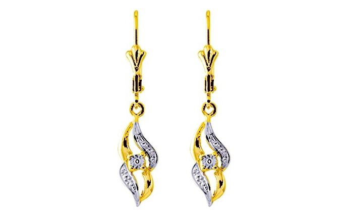 Boucles d'oreilles Dormeuses Or Rhodié Diamant 0.02ct GH P2