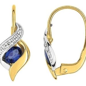 Boucles d'oreilles Dormeuses Or 18k Rhodié Diamant 0.01ct GH P1 Saphir