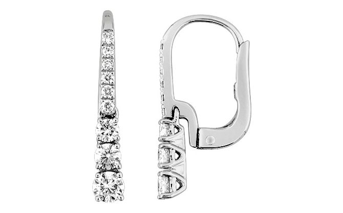 Boucles d'oreilles Dormeuses Or Blanc 18k Diamant 0.472ct GH SI