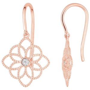 Boucles d'oreilles Or Rose 18k Diamant 0.03ct GH SI