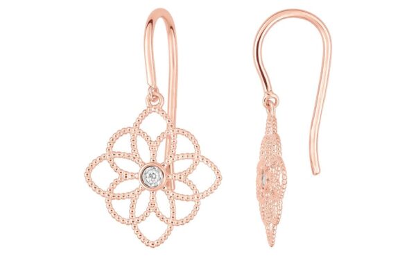 Boucles d'oreilles Or Rose 18k Diamant 0.03ct GH SI