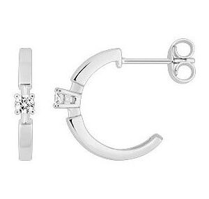 Boucles d'oreilles Or Blanc 18k Diamant 0.1ct GH P1