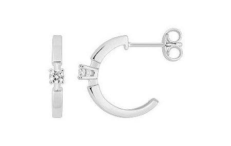 Boucles d'oreilles Or Blanc 18k Diamant 0.1ct GH P1