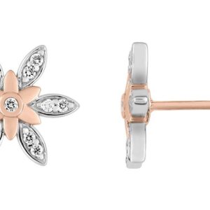 Boucles d'oreilles Or Rose 18k Rhodié Diamant 0.1ct GH P1P2