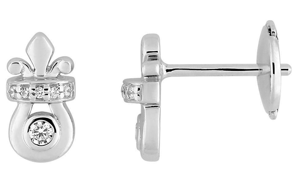 Boucles d'oreilles Or Blanc 18k Diamant 0.08ct GH SI