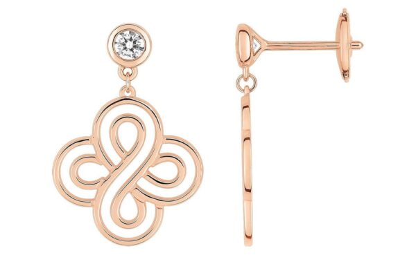 Boucles d'oreilles Or Rose 18k Diamant 0.2ct GH SI