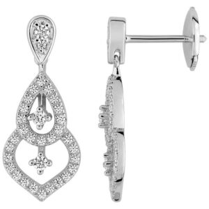 Boucles d'oreilles Pendantes Or Blanc 18k Diamant 0.33ct GH SI