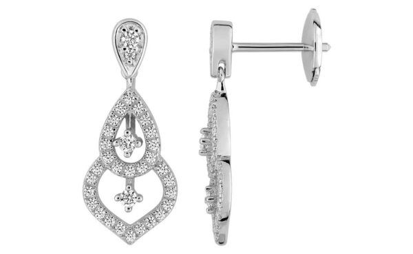 Boucles d'oreilles Pendantes Or Blanc 18k Diamant 0.33ct GH SI