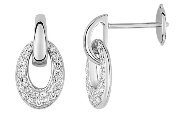 Boucles d'oreilles Pendantes Or Blanc 18k Diamant 0.31ct GH SI