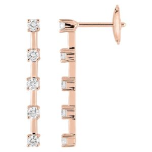 Boucles d'oreilles Pendantes Or Rose 18k Diamant 0.3ct GH SI