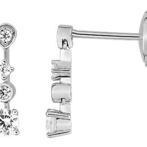 Boucles d'oreilles Pendantes Or Blanc 18k Diamant 0.38ct GH SI