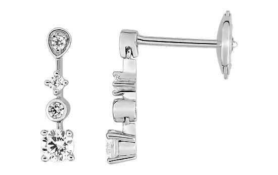 Boucles d'oreilles Pendantes Or Blanc 18k Diamant 0.38ct GH SI