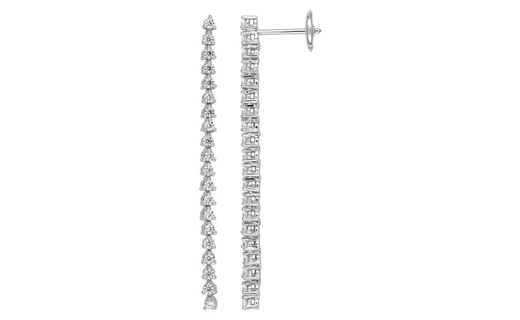 Boucles d'oreilles Pendantes Or Blanc 18k Diamant 0.84ct GH SI