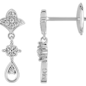 Boucles d'oreilles Pendantes Or Blanc 18k Diamant 0.13ct GH SI