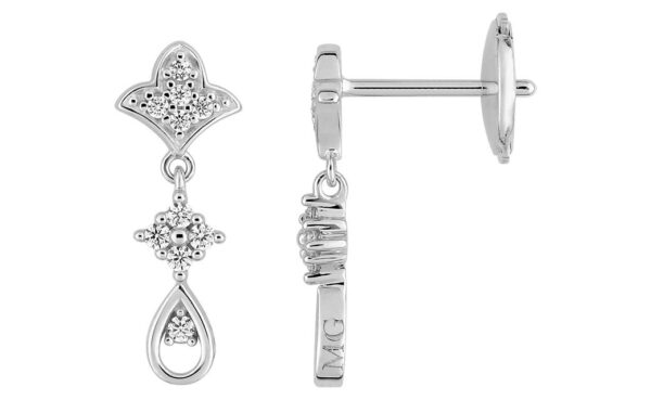 Boucles d'oreilles Pendantes Or Blanc 18k Diamant 0.13ct GH SI