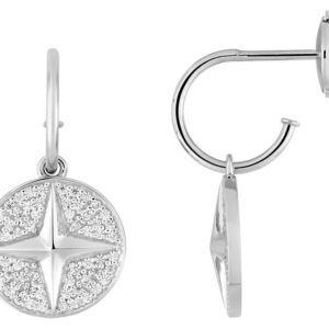 Boucles d'oreilles Pendantes Or Blanc 18k Diamant 0.38ct GH SI