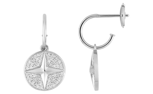 Boucles d'oreilles Pendantes Or Blanc 18k Diamant 0.38ct GH SI