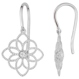 Boucles d'oreilles Pendantes Or Blanc 18k Diamant 0.03ct GH SI