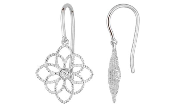 Boucles d'oreilles Pendantes Or Blanc 18k Diamant 0.03ct GH SI