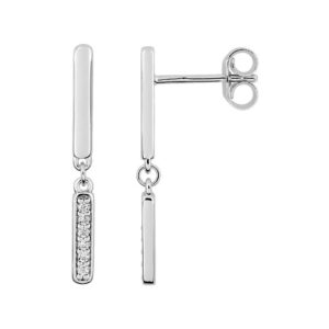 Boucles d'oreilles Pendantes Or Blanc 18k Diamant 0.06ct GH P1