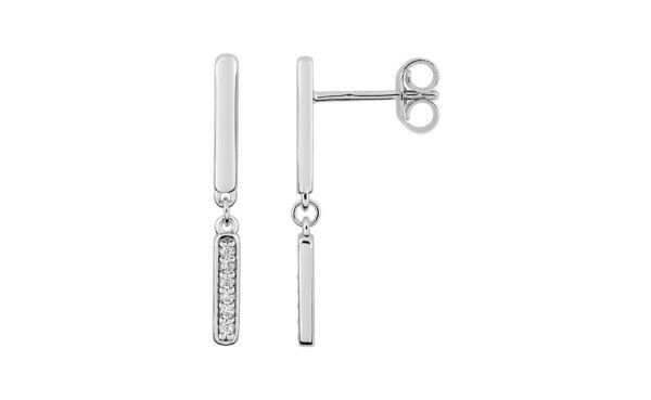 Boucles d'oreilles Pendantes Or Blanc 18k Diamant 0.06ct GH P1