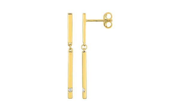 Boucles d'oreilles Pendantes Or 18k Diamant 0.03ct GH P1