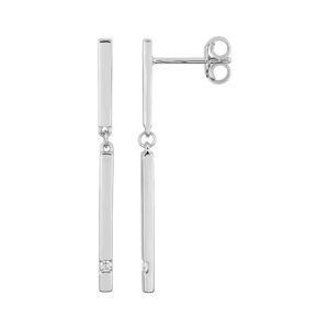 Boucles d'oreilles Pendantes Or Blanc 18k Diamant 0.03ct GH P1