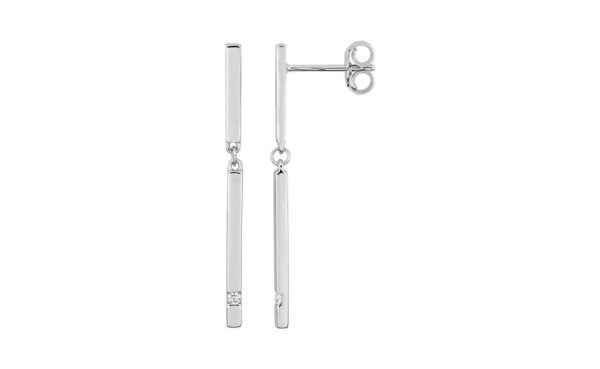 Boucles d'oreilles Pendantes Or Blanc 18k Diamant 0.03ct GH P1