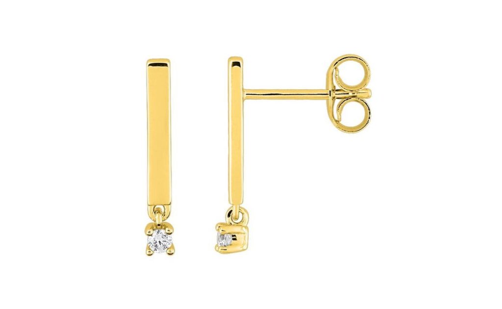 Boucles d'oreilles Pendantes Or 18k Diamant 0.04ct GH P1