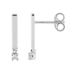 Boucles d'oreilles Pendantes Or Blanc 18k Diamant 0.04ct GH P1