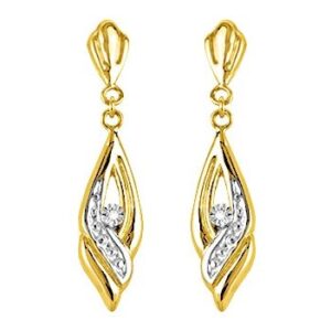 Boucles d'oreilles Pendantes Or Jaune et Blanc Diamant