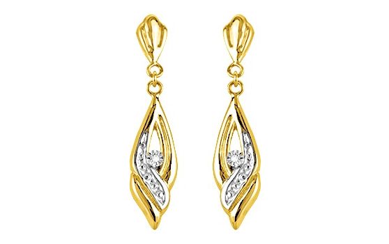 Boucles d'oreilles Pendantes Or Jaune et Blanc Diamant