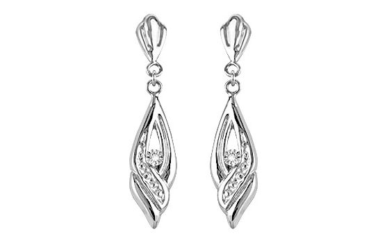 Boucles d'oreilles Pendantes Or Blanc Diamant