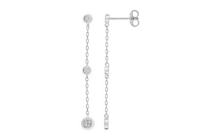 Boucles d'oreilles Pendantes Or Blanc 18k Diamant