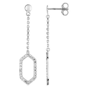 Boucles d'oreilles Pendantes Or Blanc 18k Diamant 0.31ct GH P1P2