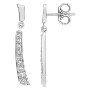 Boucles d'oreilles Pendantes Or Blanc 18k Diamant 0.08ct GH P1P2