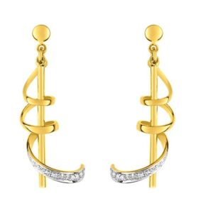 Boucles d'oreilles Pendantes Or Jaune et Blanc Diamant