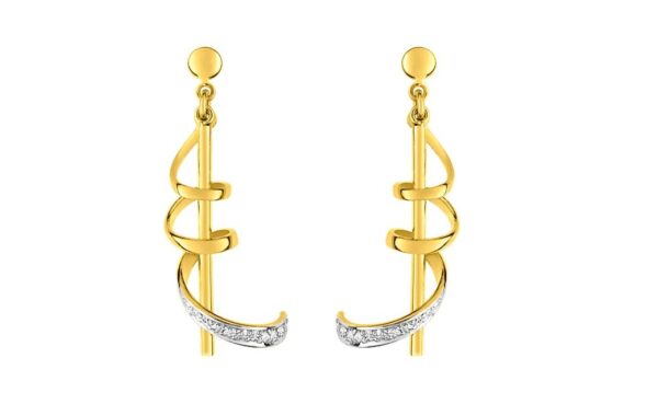 Boucles d'oreilles Pendantes Or Jaune et Blanc Diamant