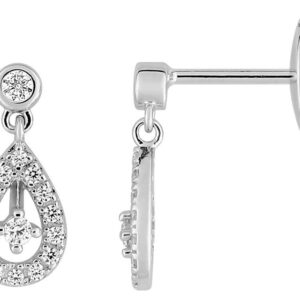 Boucles d'oreilles Pendantes Or Blanc 18k Diamant 0.19ct GH SI