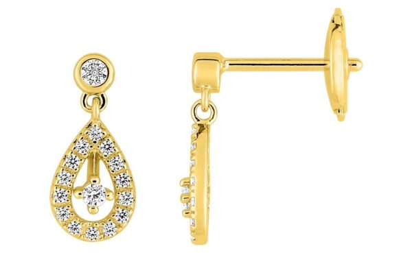 Boucles d'oreilles Pendantes Or 18k Diamant 0.19ct GH SI