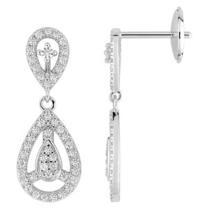 Boucles d'oreilles Pendantes Or Blanc 18k Diamant 0.4ct GH SI