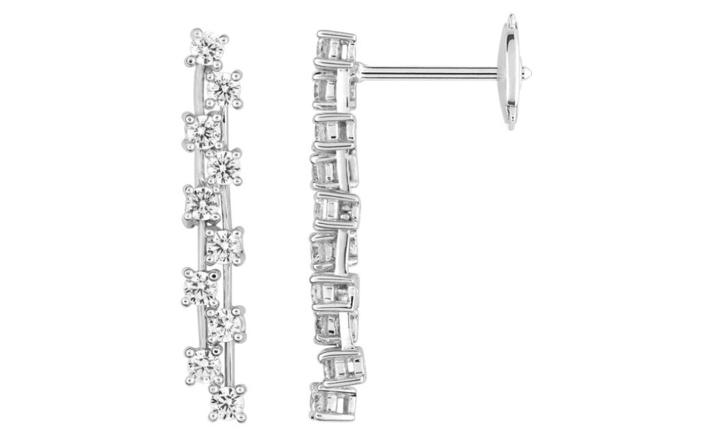 Boucles d'oreilles Pendantes Or Blanc 18k Diamant 0.8ct GH SI