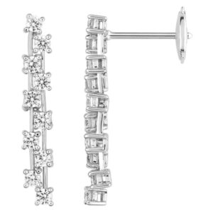 Boucles d'oreilles Pendantes Or Blanc 18k Diamant 0.8ct GH SI