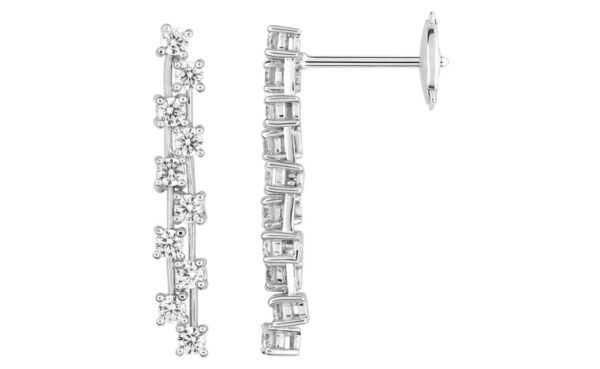 Boucles d'oreilles Pendantes Or Blanc 18k Diamant 0.8ct GH SI