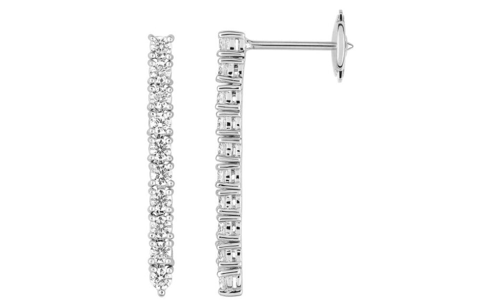 Boucles d'oreilles Pendantes Or Blanc 18k Diamant 0.8ct GH SI