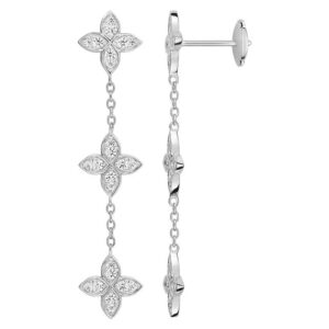 Boucles d'oreilles Pendantes Or Blanc 18k Diamant 0.62ct GH SI