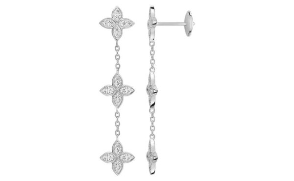 Boucles d'oreilles Pendantes Or Blanc 18k Diamant 0.62ct GH SI