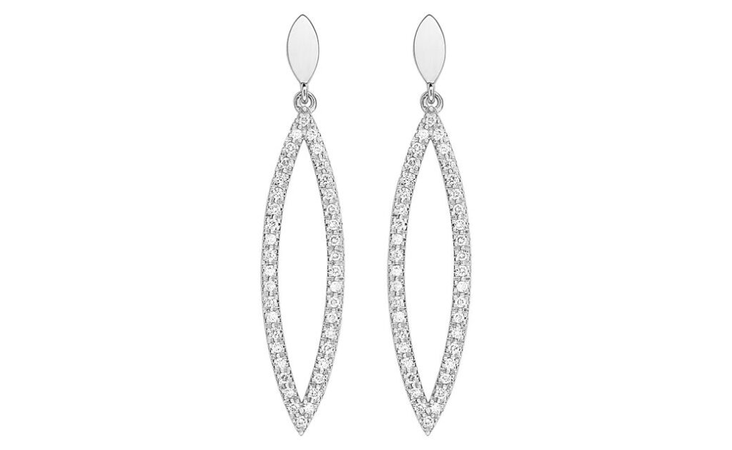 Boucles d'oreilles Pendantes Or Blanc 18k Diamant 0.4ct GH SI